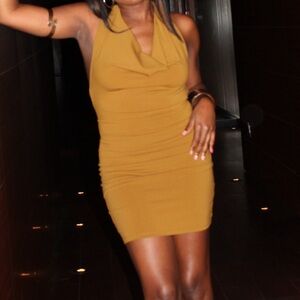 ZARA Mustard Halter Neck Mini Dress